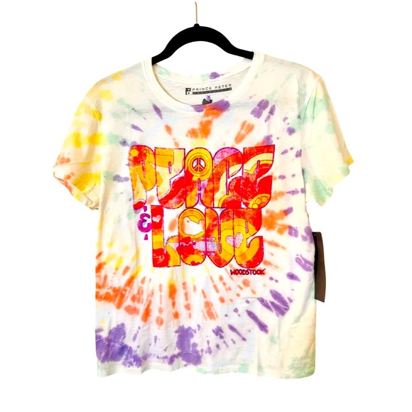 Prince Peter Collection x Woodstock Peace & Love Tie Dye Graphic Tee NWT - Picture 7 of 11